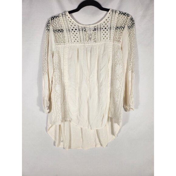 Knox Rose Womens Top Hi Low Cream Boho Lace Whimsy Fairycore XL - Picture 1 of 11